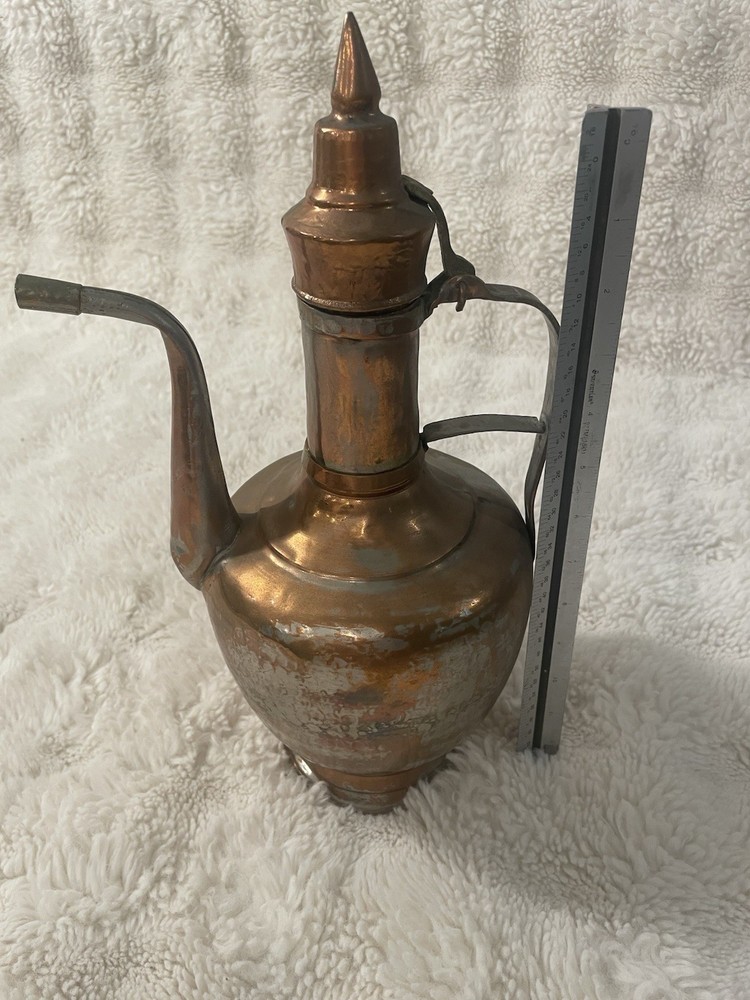 Antique Etched Ewer | Pitcher | Middle Eastern | Tinned Copper Ewer