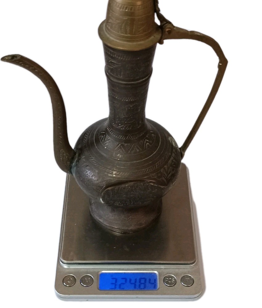 Vintage Solid Brass Dallah Tea Aftaba Water Ewer Pitcher 21cm