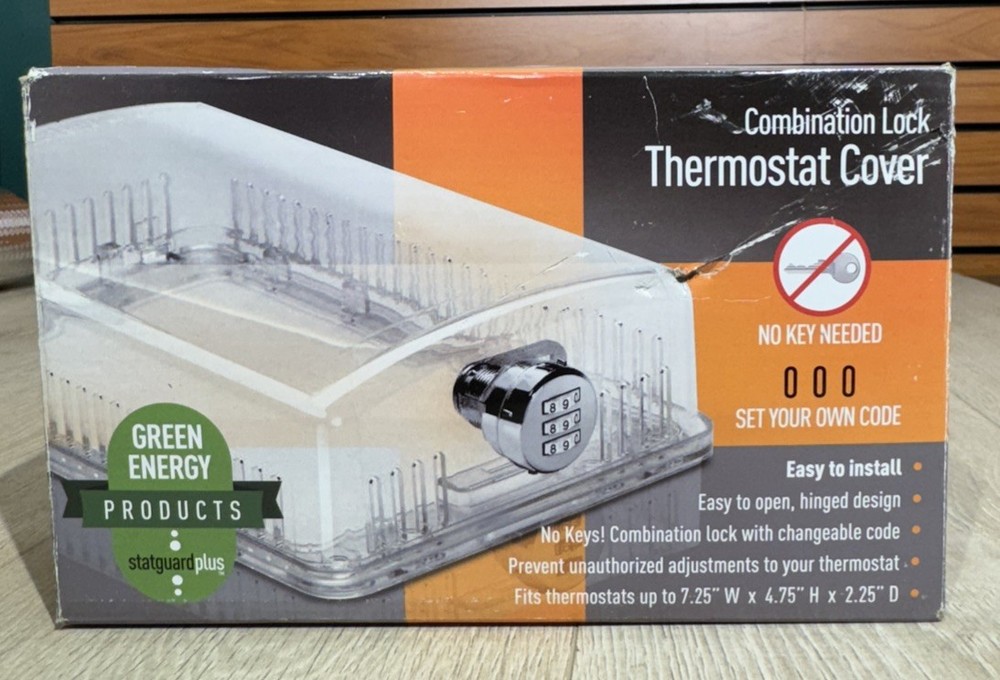 StatGuardPlus Universal Thermostat Guard Cover Clear with Changeable Code Lock
