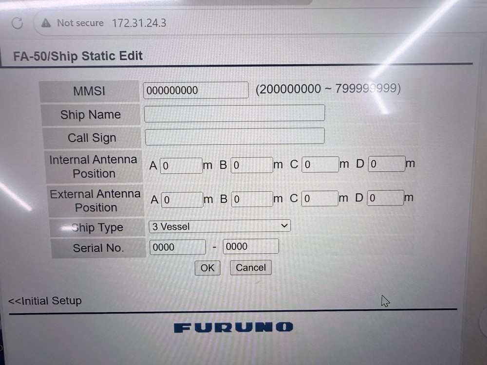 Furuno FA-50 Class B AIS Transceiver Module- Clear MMSI, Latest Software Updated