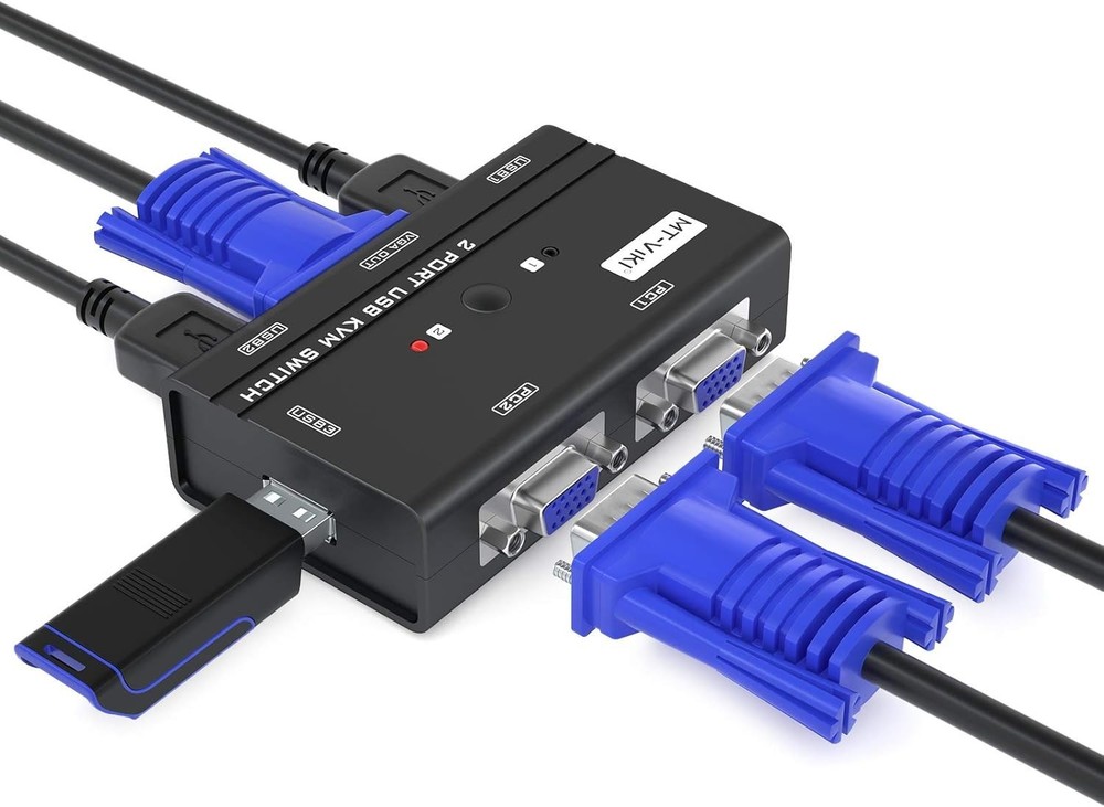 User-Friendly 2-Port USB VGA KVM Switch for Seamless Computer Sharing Experience