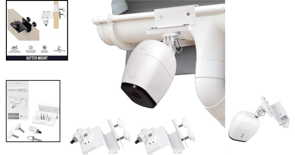 Weatherproof Gutter Mount 2-Pack for Arlo Pro Series - Secure & Adjustable