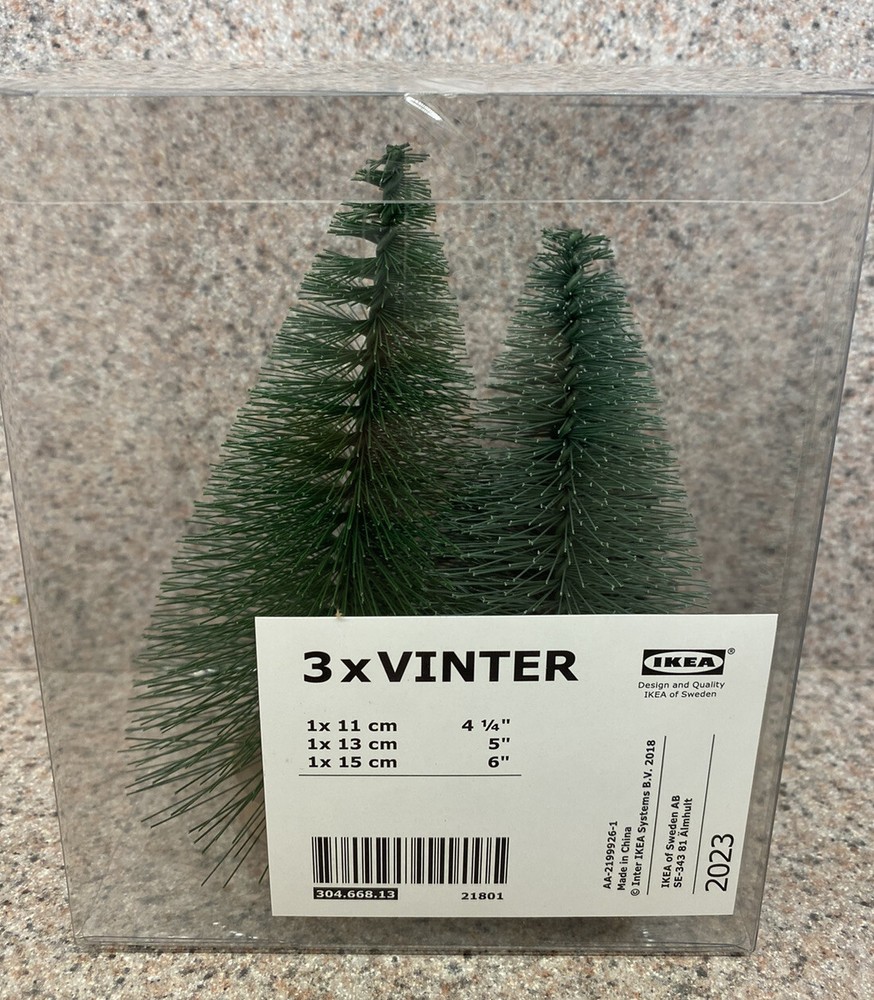 Ikea Vinter Christmas Tree Decor,  3 Mini  Artificial Trees -Assorted Sizes