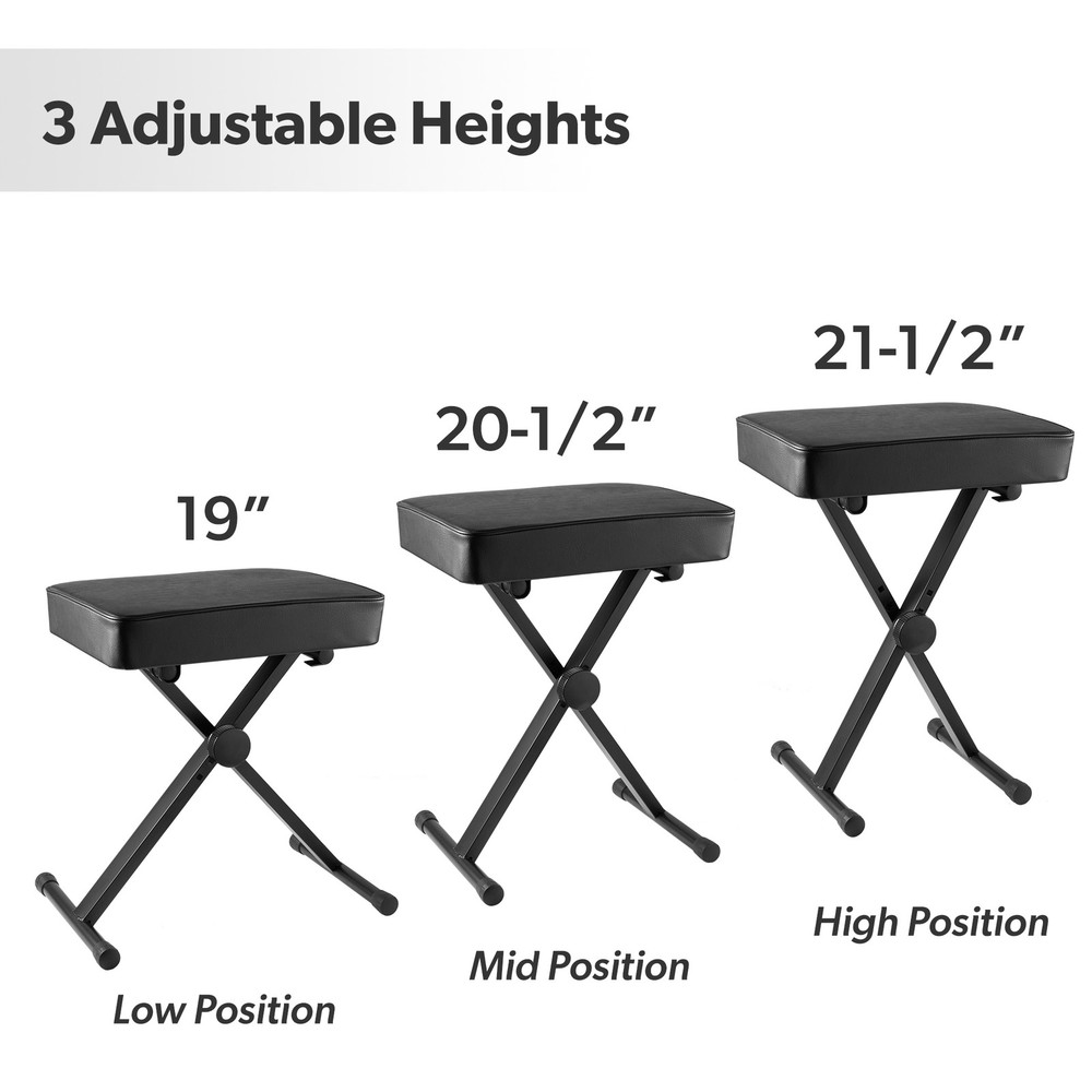 OPEN BOX - Premium Heavy Duty Double Braced Piano Stool Bench