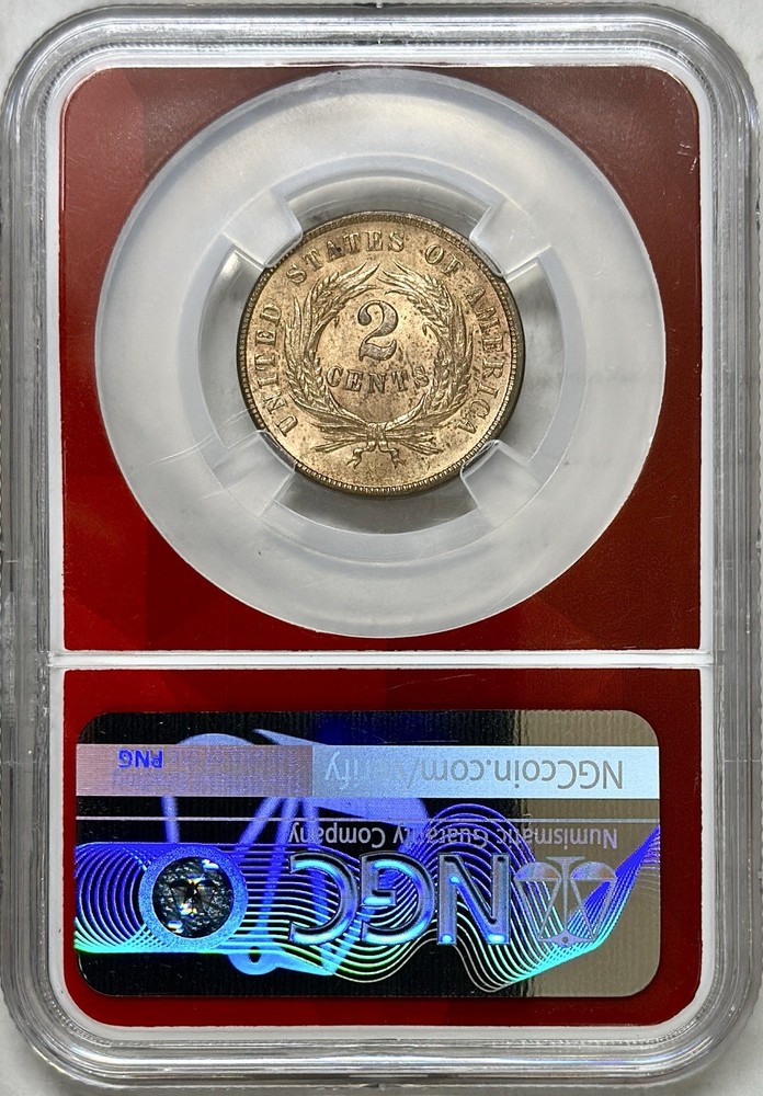 1868 TWO CENT PEICE NGC MS64 RED