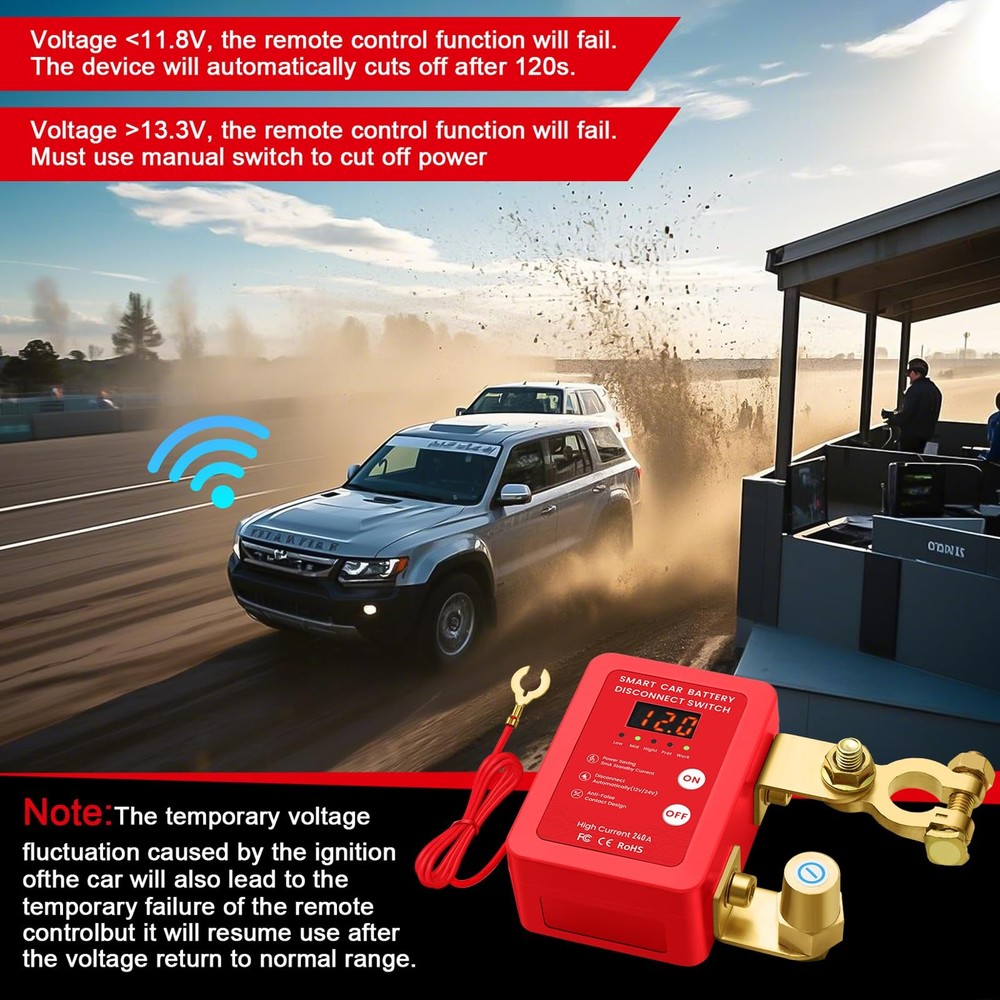12V Smart Battery Disconnect Switch with Remote Control - Perfect for Red-DC