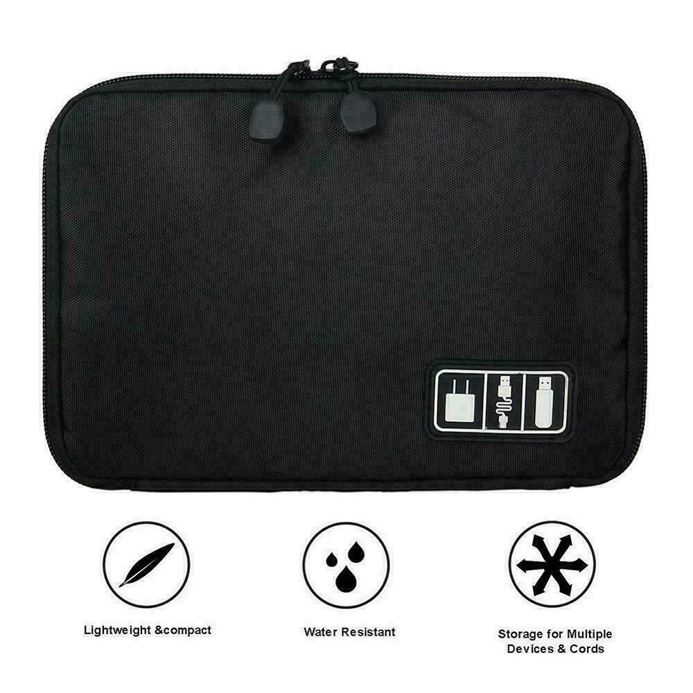 Universal Protective Travel Case for Small Electronics cable Accessories - Black