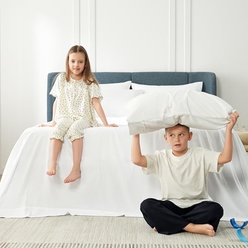 Sheets Set 6 Piece Cooling Bed Sheets with 4 Envelope Pillowcases King White