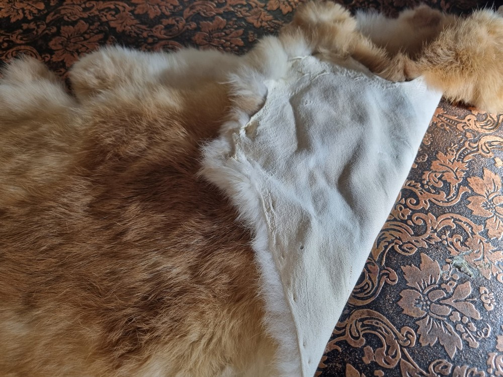 Rabbit Pelt - Tan & White