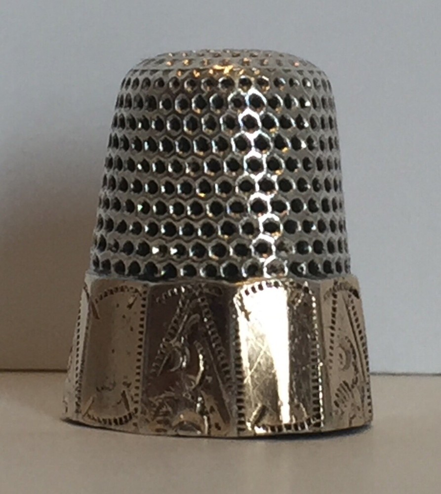 Sterling Silver Thimble Gold Band Size 8