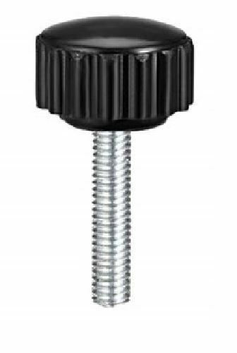 M4 x 20mm Male Thread Knurled Clamping Knobs Grip Thumb Screw on Type - Black