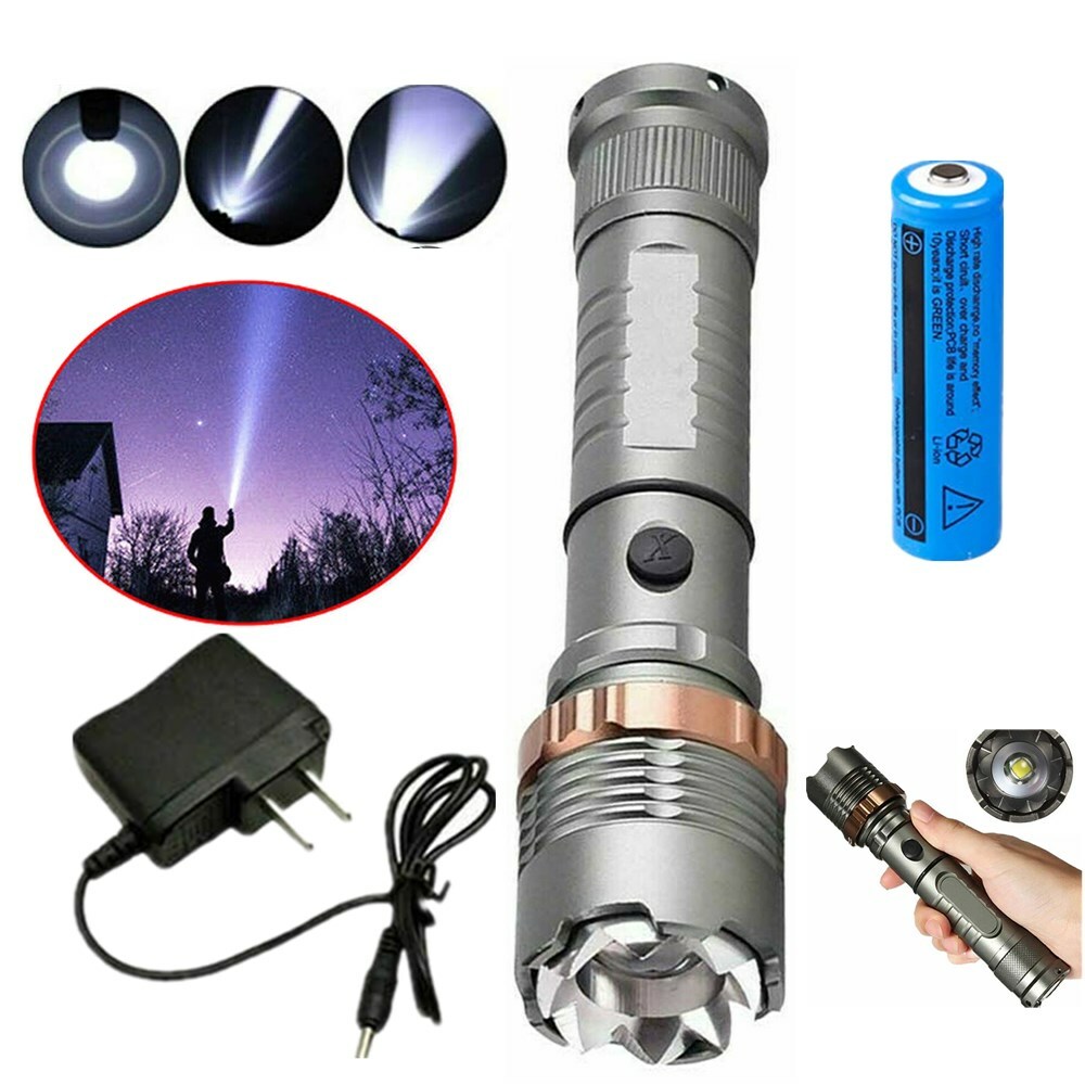 Super Bright LED Tactical Flashlight Torch Rechargeable Work Light Waterproof