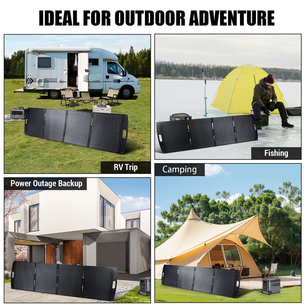 200W Foldable Solar Panel Self-supporting, Waterproof Smart Outdoor Solar Kit