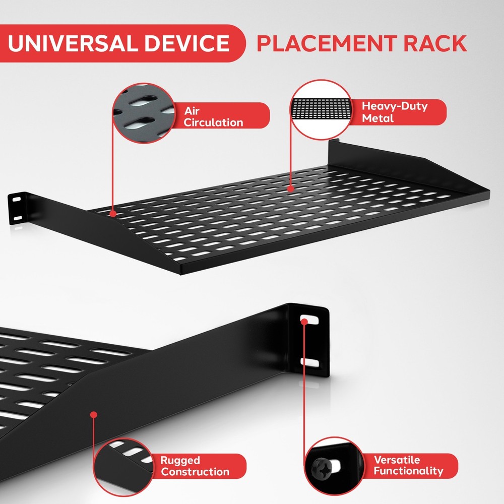 Pyle 10-Pack 1U Server Rack Shelf - Universal Device Server Rack Mounting Tray