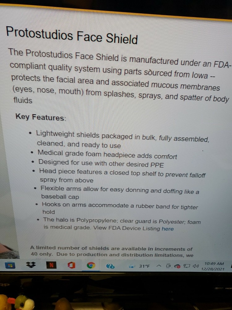 Protostudios Face Shield (Lot Of 10)