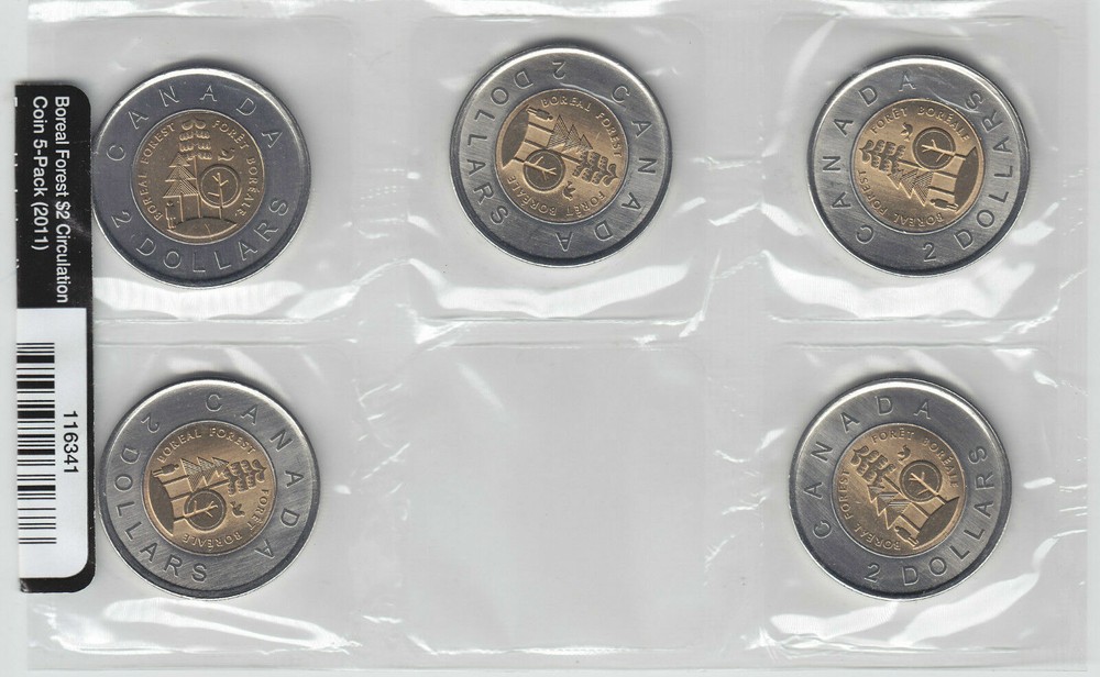 2011 Canada Boreal Forest $2 Circulation Coins 5-Pack Set