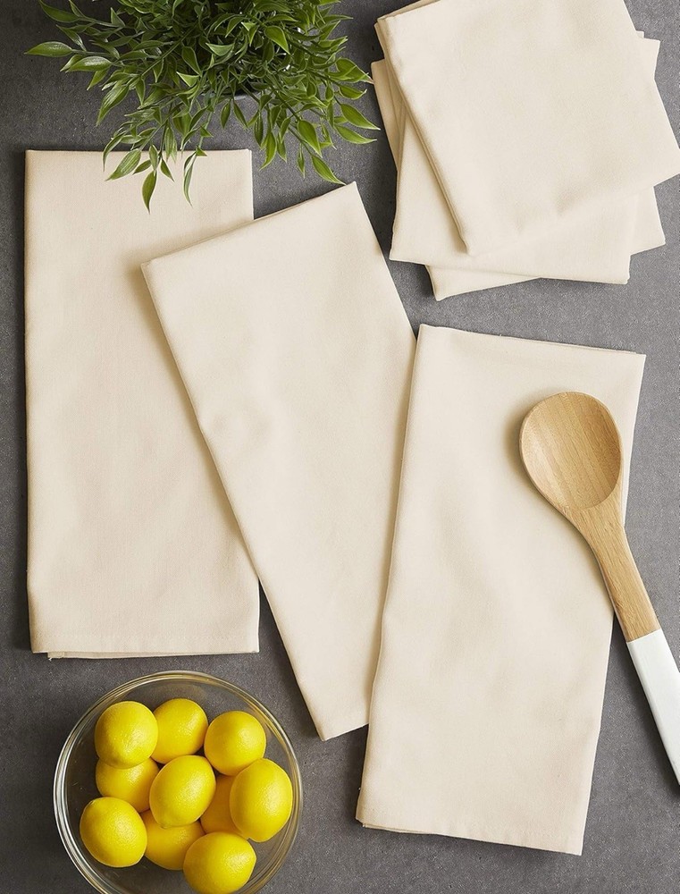 Basic Solid Cotton Dishtowel Set, Natural, 18x28 Inch, 6 Pieces