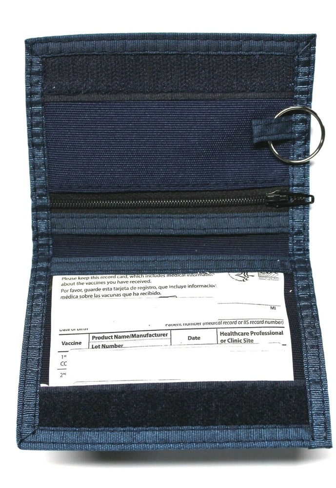 Nylon ID Holder Front Pocket Wallet - 2 ID windows - Blue