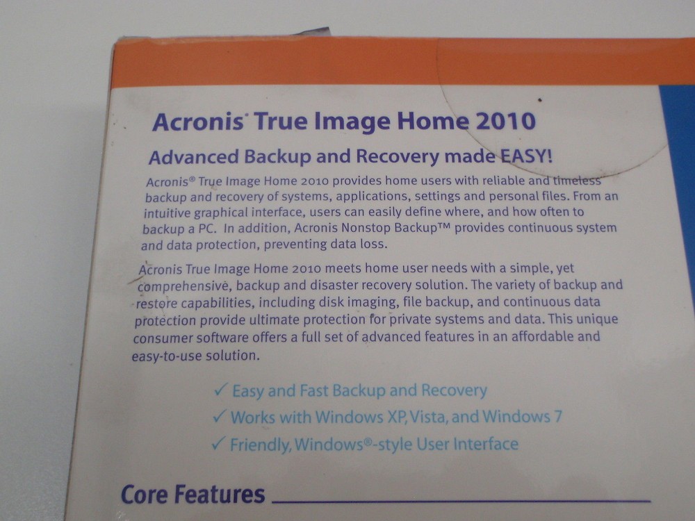 PC BACKUP RECOVERY SOFTWARE COMPUTER ACRONIS TRUE IMAGE HOME 2010 DVD