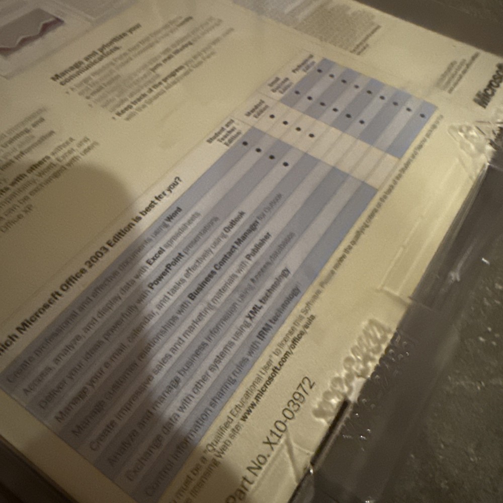 Microsoft Office Standard Edition 2003 Software New Sealed