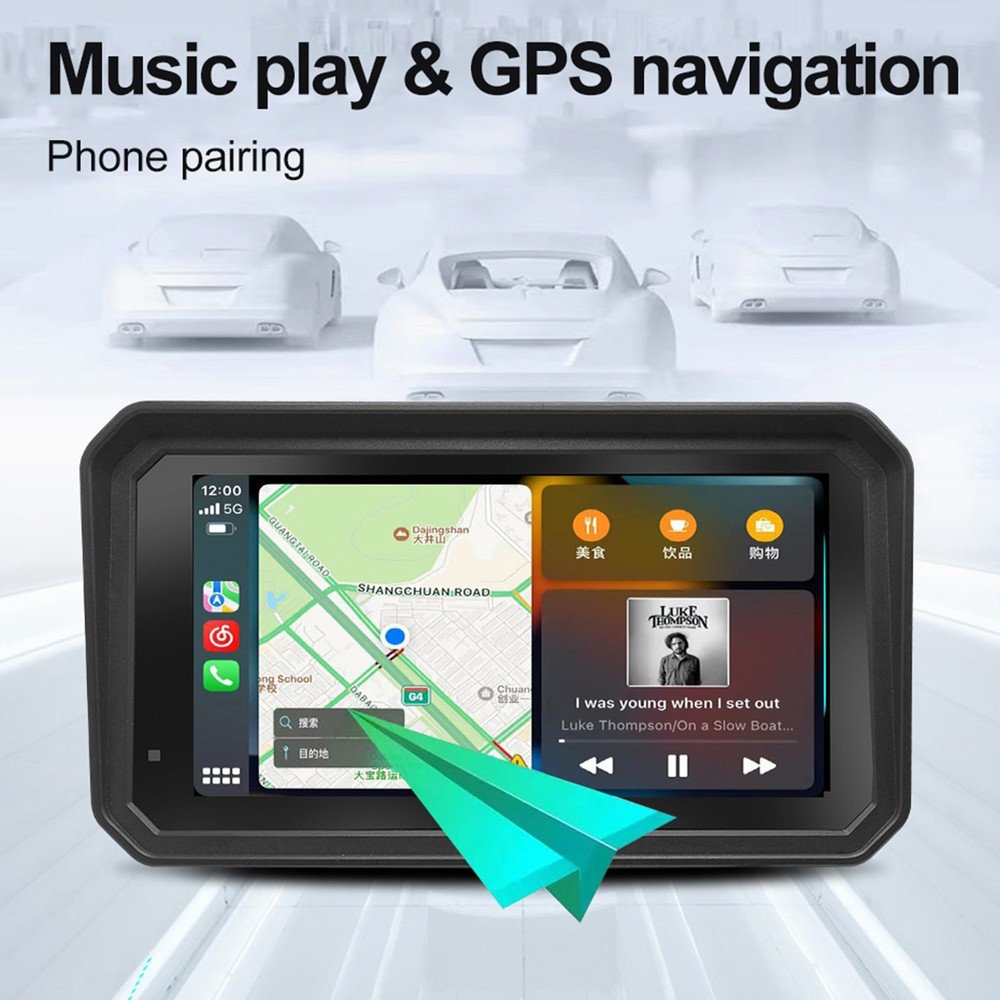 5.99" Motorcycle Navigation GPS Touch Screen Wireless CarPlay Android Auto +Cam