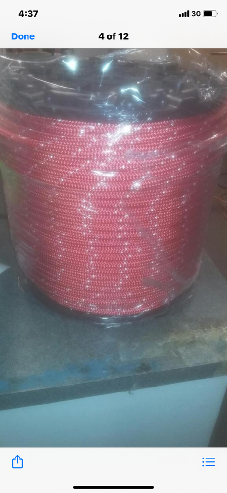1/2" polyester sailboat rigging double braid rope 600' RED