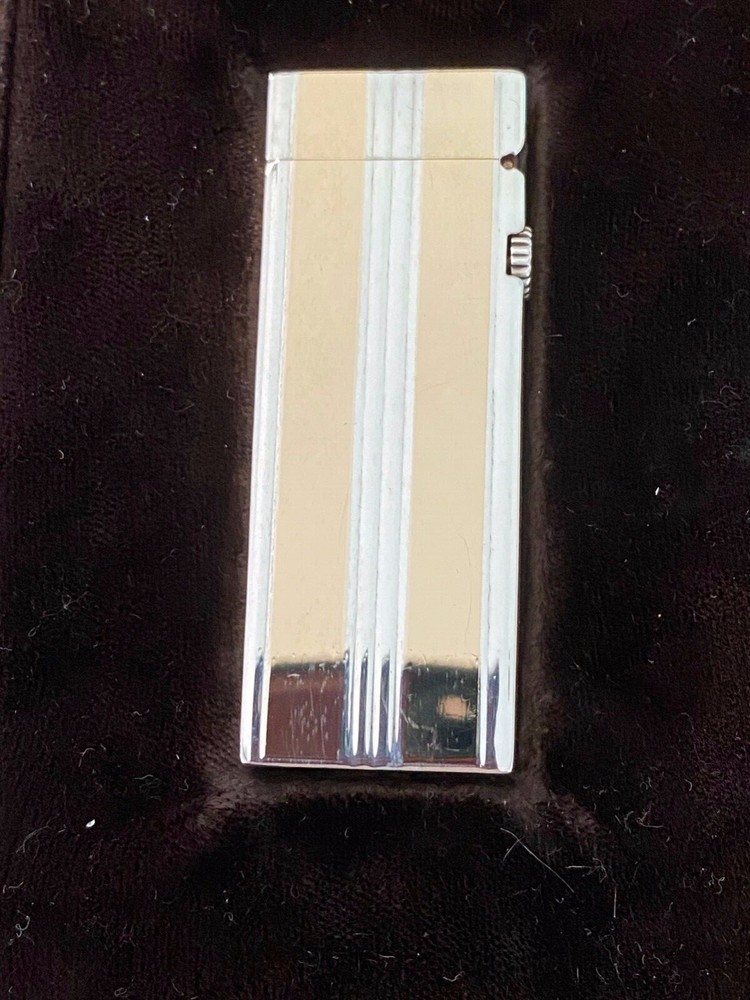 SOLID 925 STERLING SILVER /14K GOLD BUTANE DUNHILL CIGARETTE LIGHTER