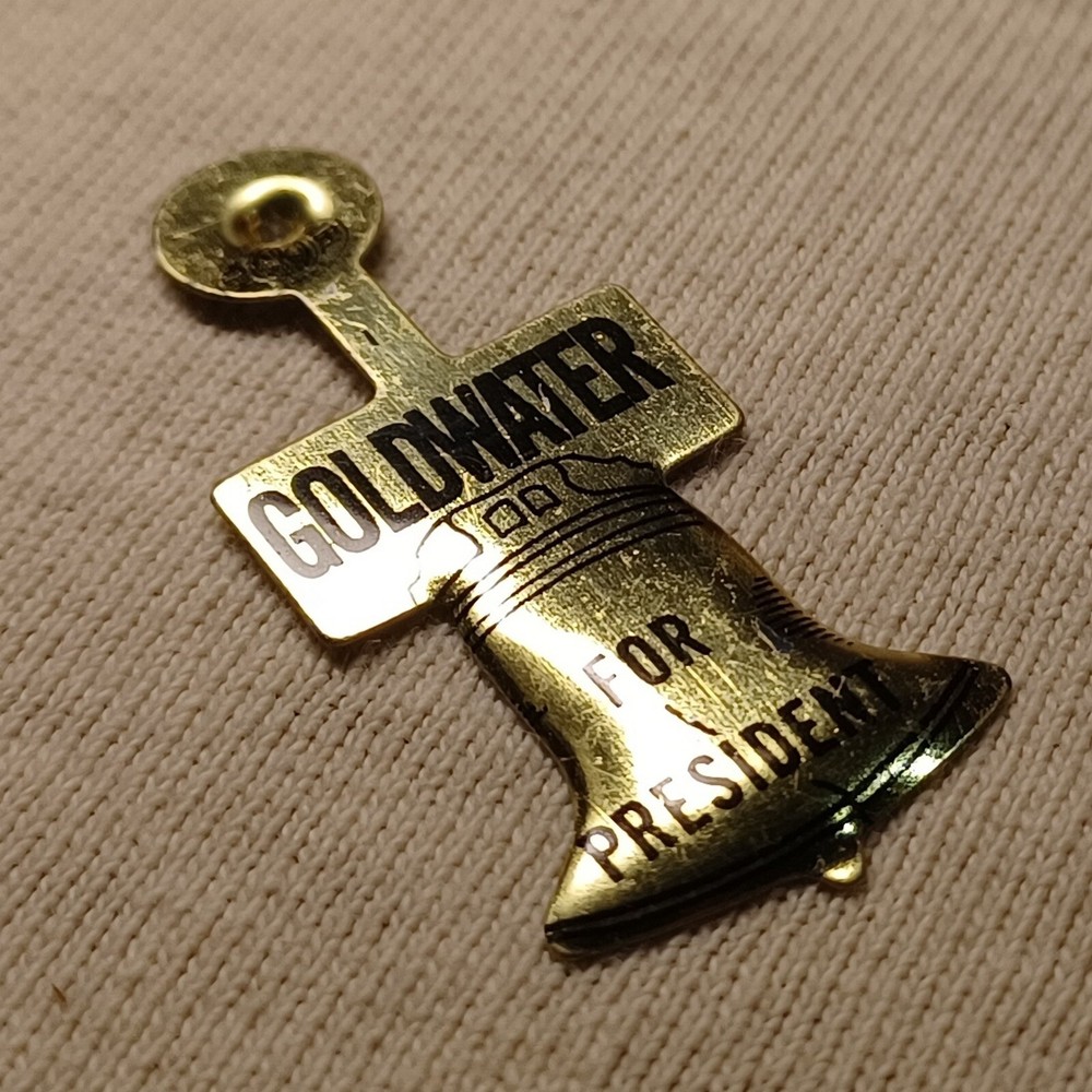 1964 Goldwater Liberty Bell Tab Pin Button Unbent