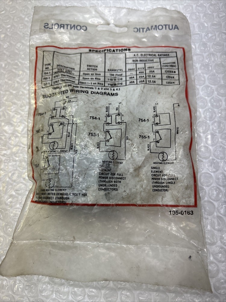 ** White Rodgersc 1- 754-1 Electric Water Heater Limit switch Control 1-755-1#