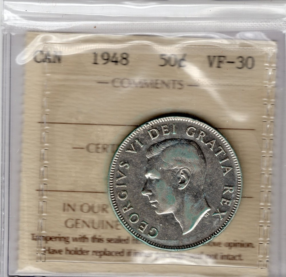 Canadian  1948 50 cent VF 30