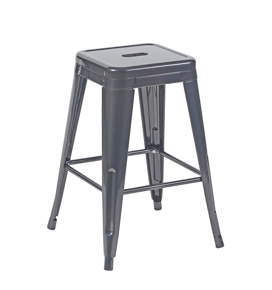 24 Inch Counter Height Stool, Backless Metal Bar Stools Set of 2, Non-Stackabl