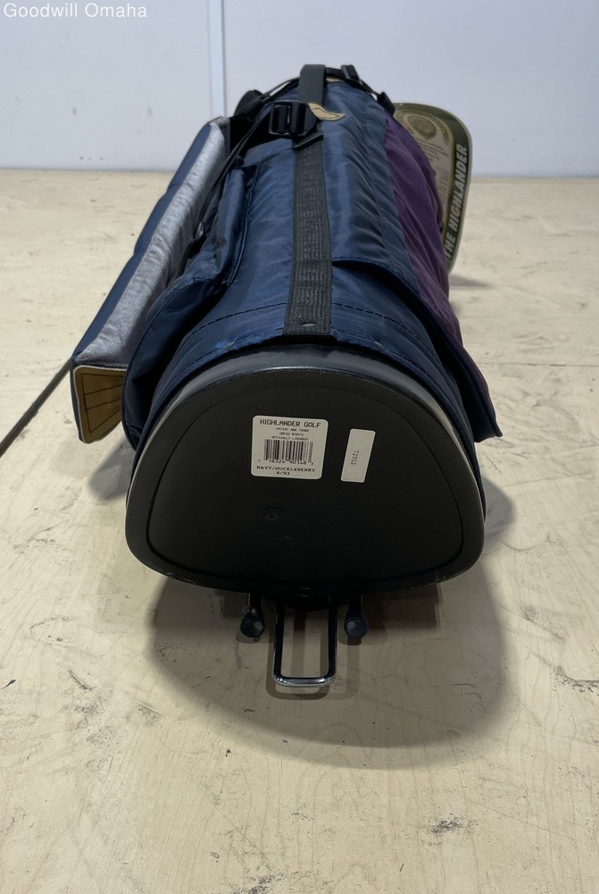 Highlander Golf 4-Way Divider Automatic Stand Bag (Blue/Purple) W/ Back Strap