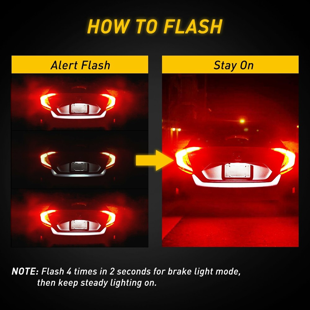 2X AUXITO 7443 7440 LED Flash Strobe Brake Tail Light Super Red Bulbs Error Free