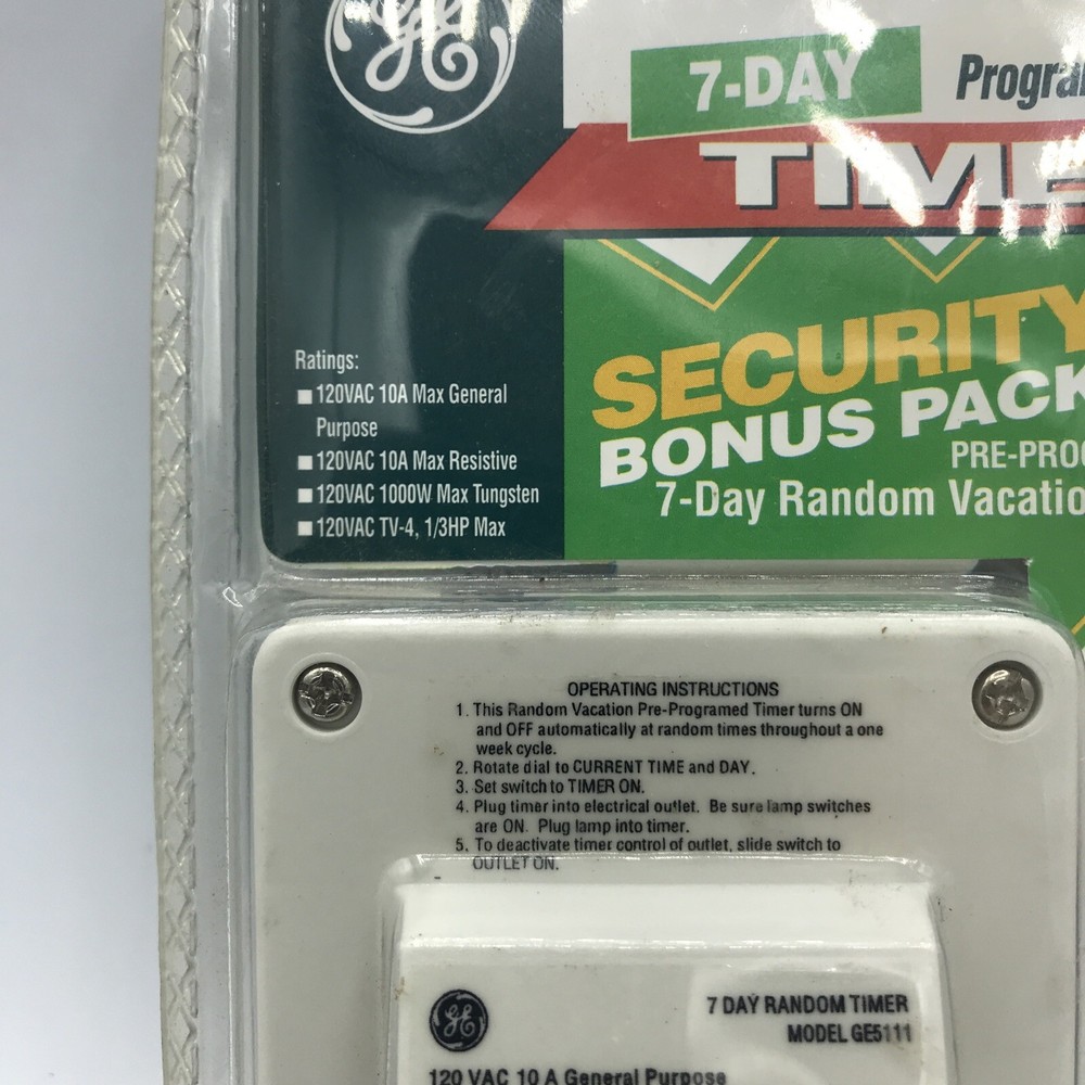 2 GE Security 7 Day Timer Programmable 13 Settings/Day & Vacation Pre-programmed