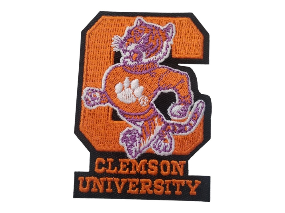 Clemson Vintage Style Patch. Fully Embroidered. Iron On Backing. 3"x2"