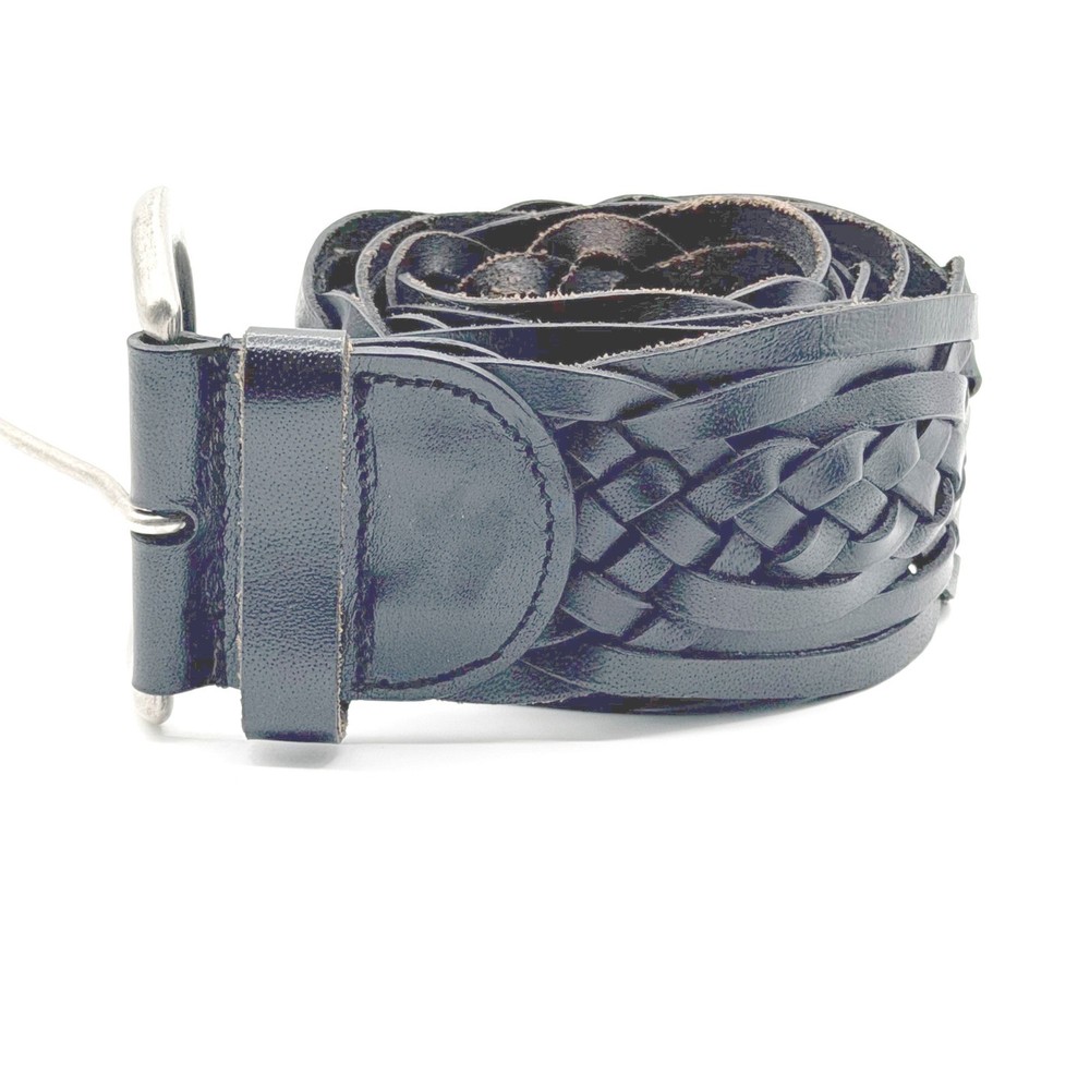Wide Braided Leather Belt Black Boho Western Statement Boho Indie Minimalist