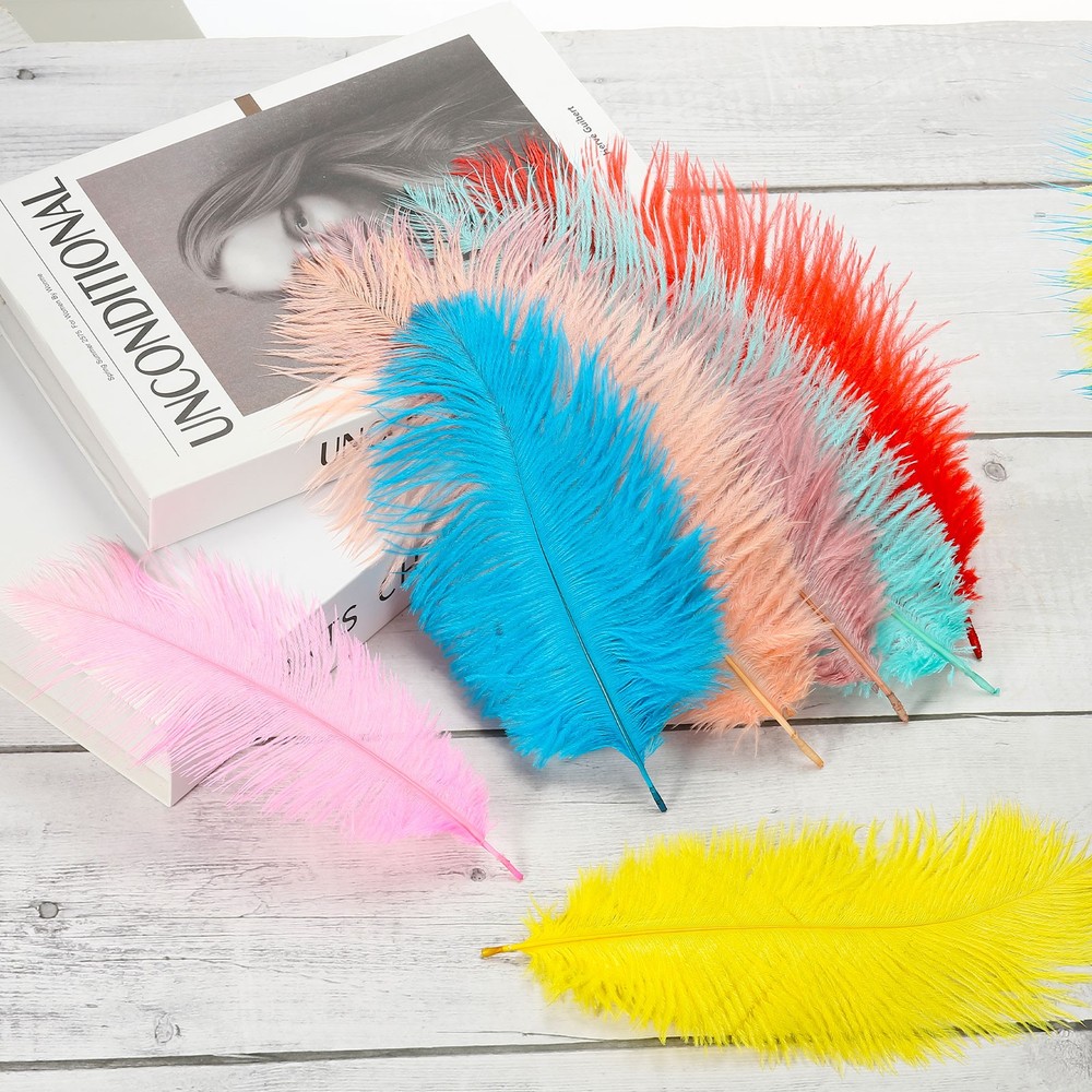 30Pcs 8-10Inch Feathers Artificial Feathers Natural Red (6inch Width)