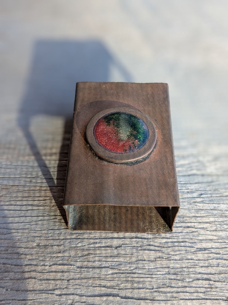 Antique Copper with Gemstone Top Matchbox Holder