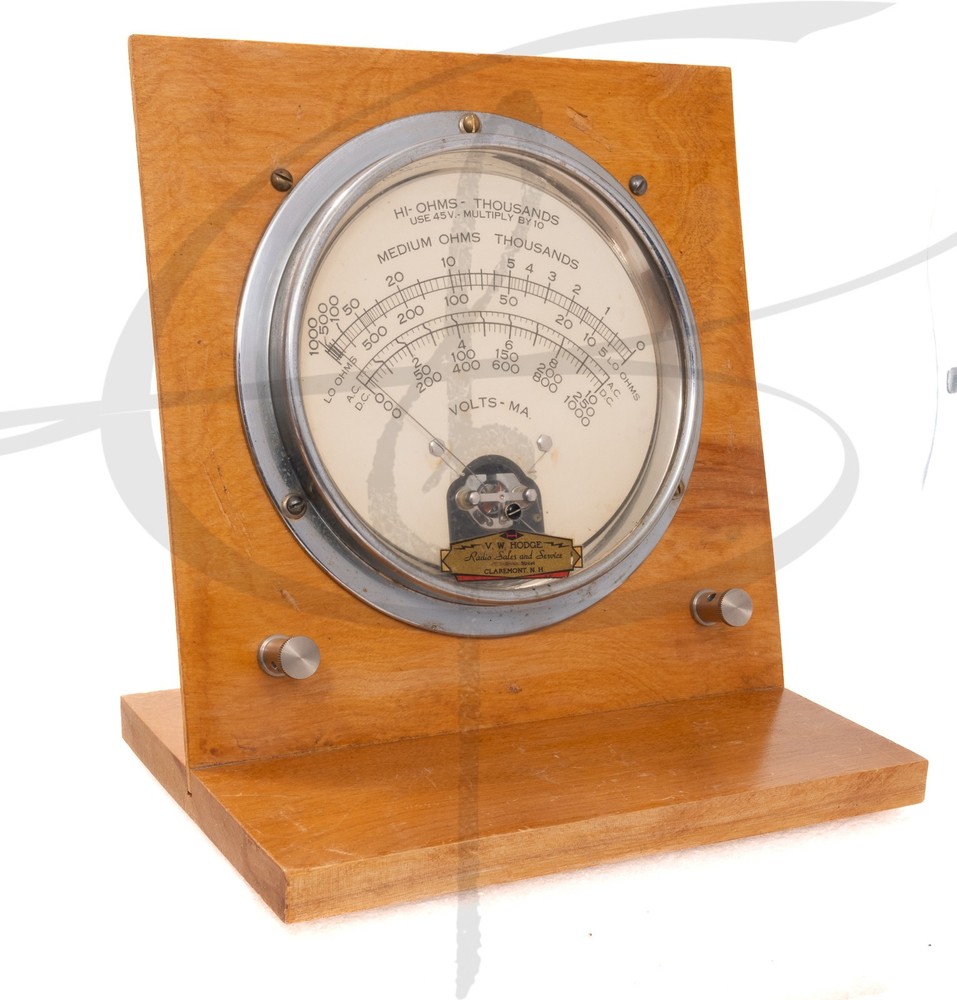 Vintage Wooden Desktop Hoyt Electrical Testing Voltmeter