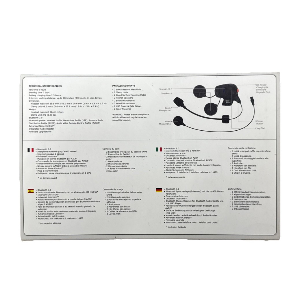 Sena SMH5 Dual Bluetooth Motorcycle Scooter Communication System