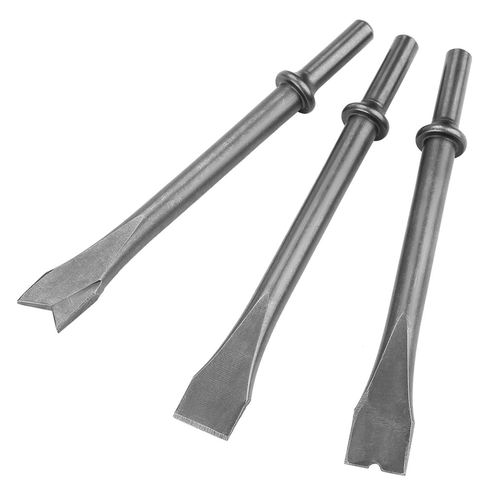 3pcs Air Hammer Chisel Extra Long Round Shank Pneumatic Hammer Bit Tools Part