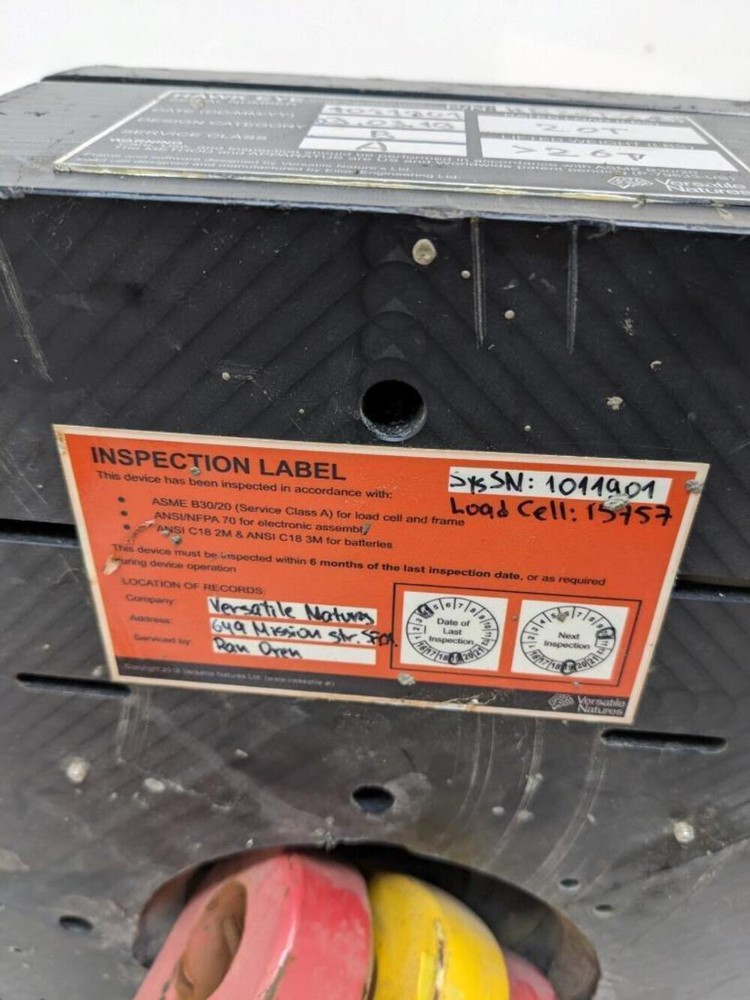 VERSATILE NATURES AI CRANE DATA HAWK EYE UNDER HOOK ATTACHMENT 20T LOAD H1