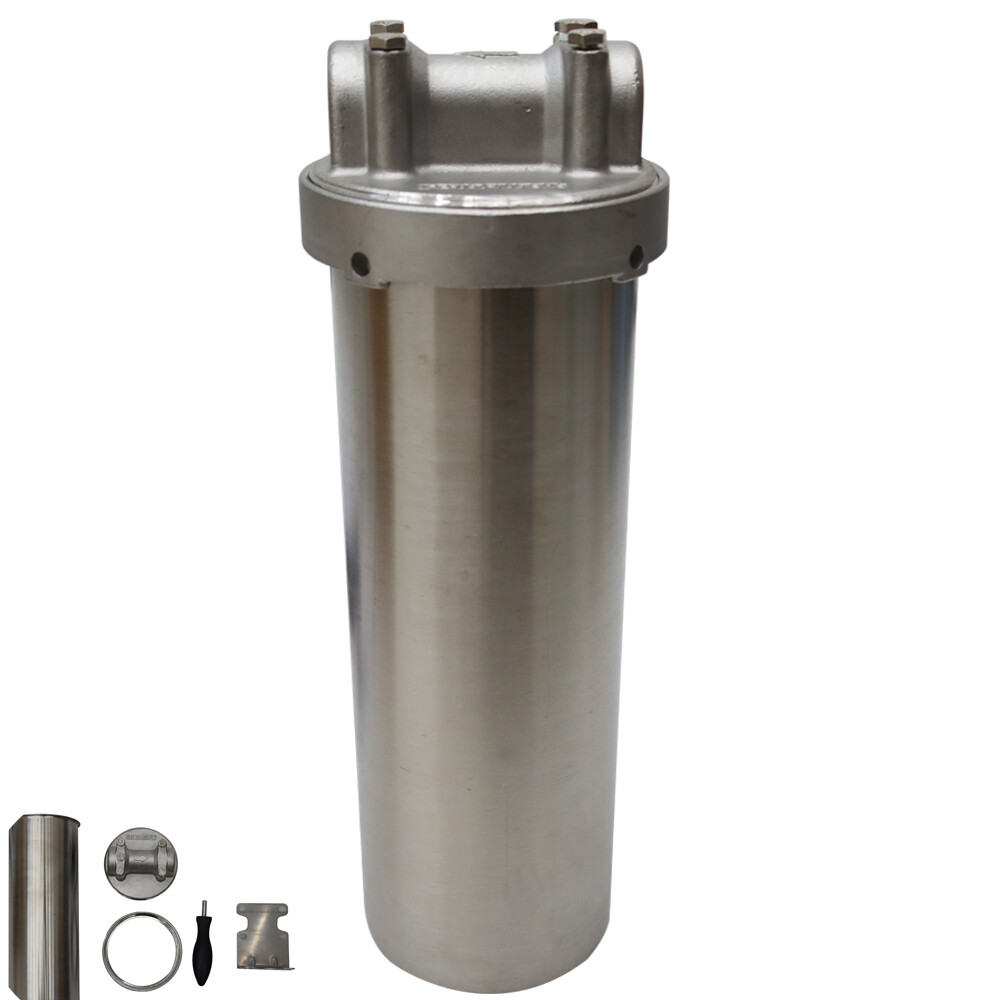 72psi 1/2"Npt Full Port Inlet & Outlet Stainless Steel Filter Housing w/Bracket