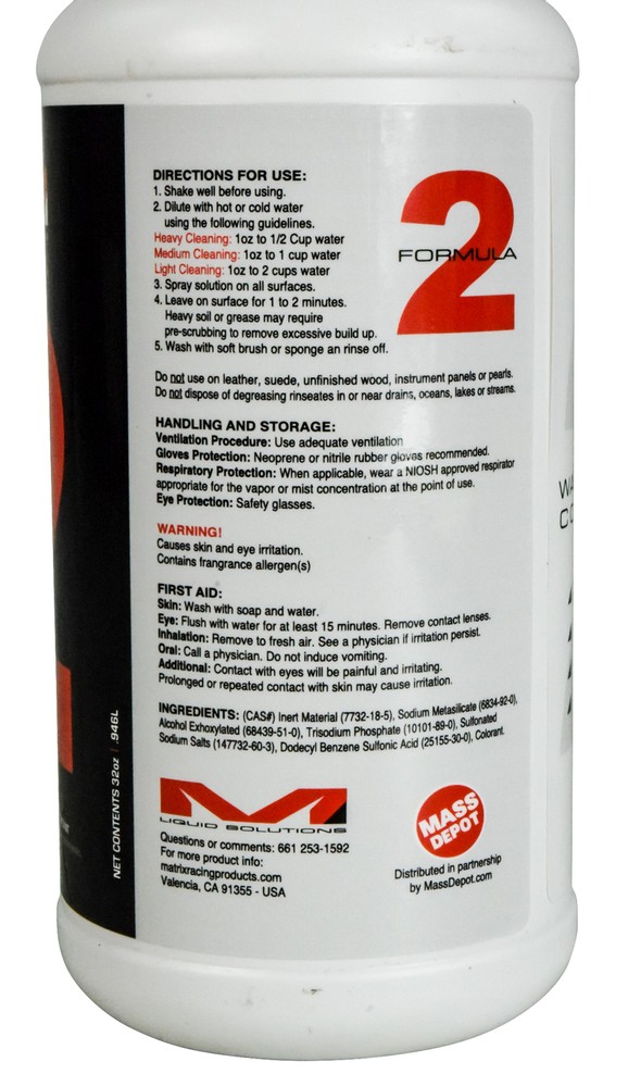 Matrix Liquid Solutions Formula 2 Biodegradable Wash Degreaser 32oz 4 Pack