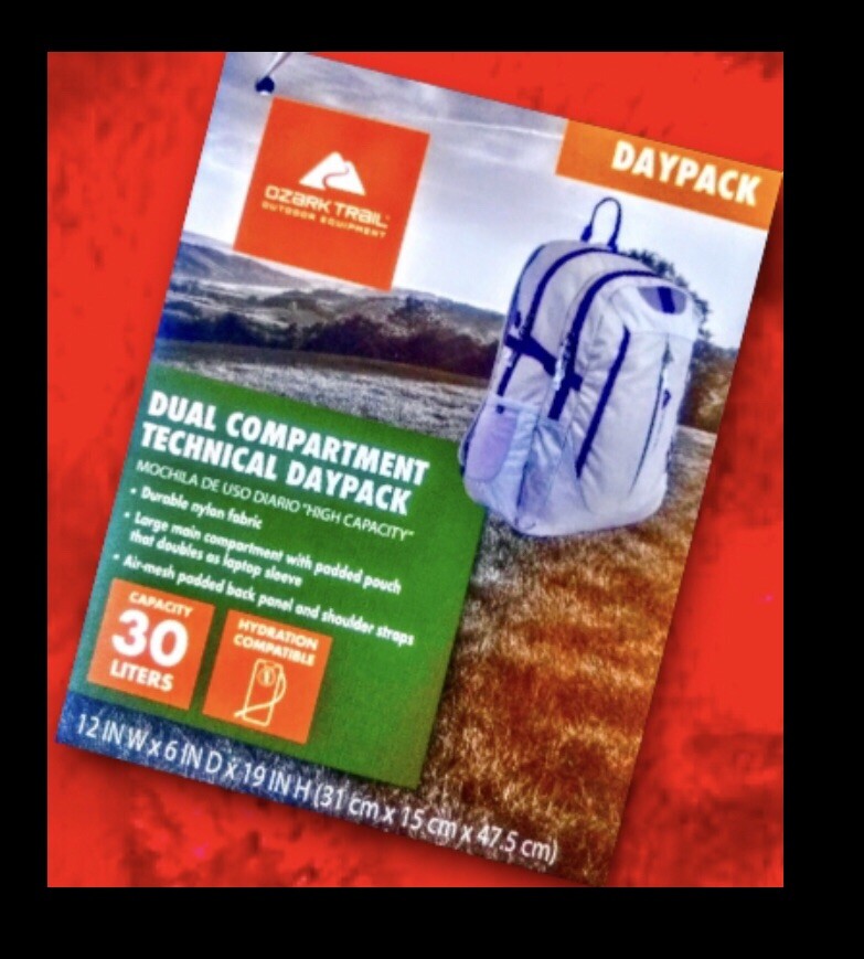 Ozark trail backpack dual compartment technical daypack 30 liters, high capacity