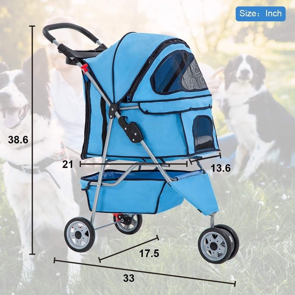 Breathable Mesh Pet Stroller - Lightweight, Foldable Design for Easy Outdoor Use