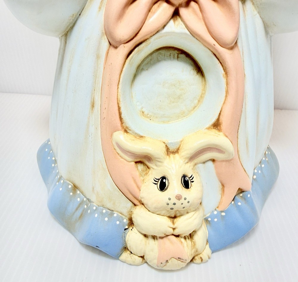 Vintage 1980’s Easter Bunny Rabbit Mama With Babies 12" Ceramic Easter Decor