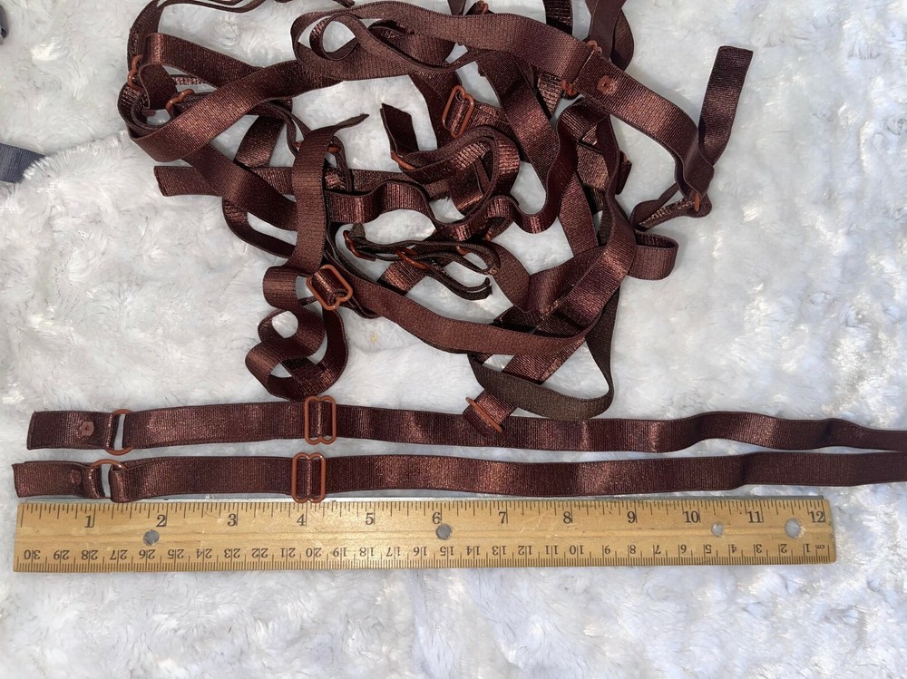 Lot 6 pair Chocolate Brown adjustable spaghetti BRA STRAP stretch elastic 1/2"