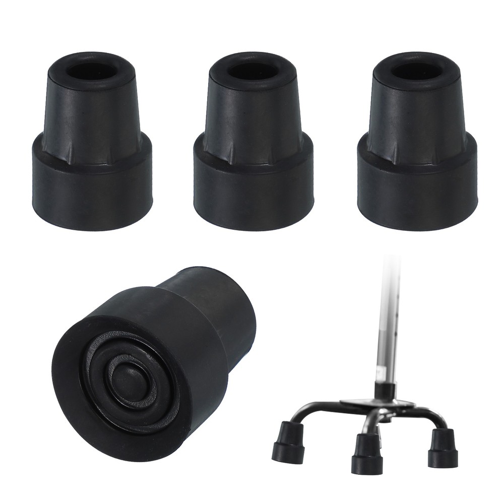 Quad Cane Tips 5/8 Inch, 4 Pcs Walking Cane Accessories, Black(Style 2)