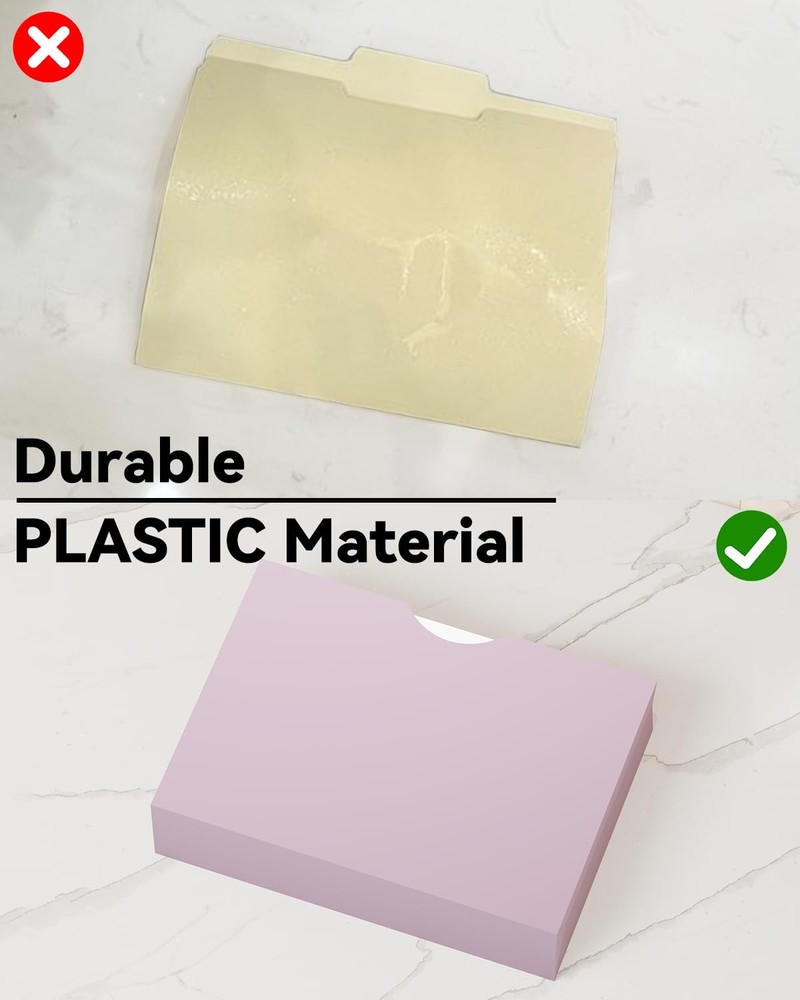 Plastic Manila File Folders Letter Size,12 Pack Expanding File Jackets & File...